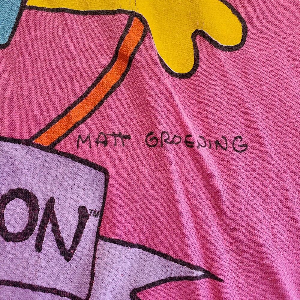 VTG 1990 Bart Simpson Don’t Have A Cow Man T-Shirt Men’s M Pink Single Stitch - Picture 5 of 12